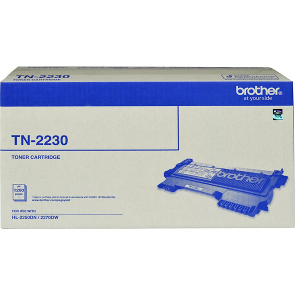 Brother TN2230 Toner Cartridge box packaging with blue accents and product details clearly visible.