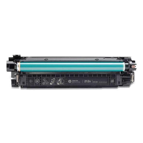 HP Genuine 212X Black Toner Cartridge, cyan roller, black plastic, HP branding, standard size.