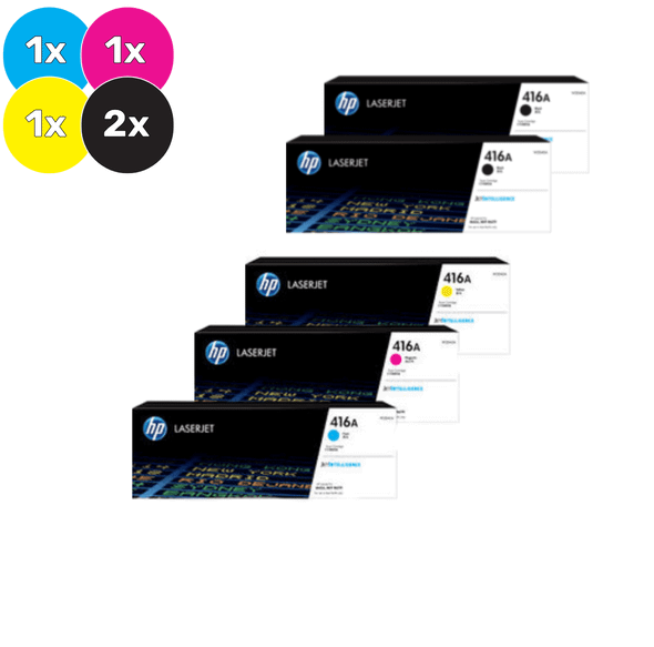 HP 416A Toner 5-Pack Value Pack (2x Black + CMY)