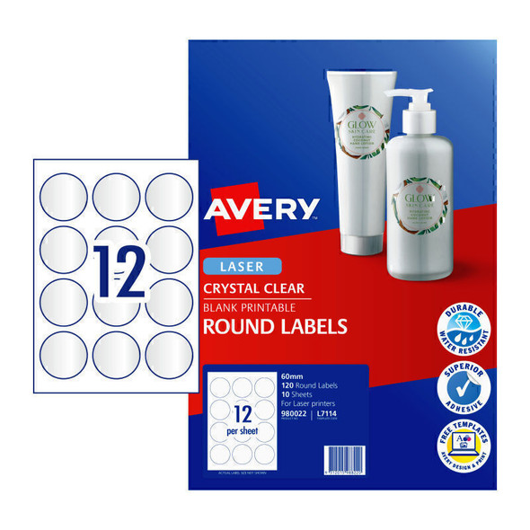 Avery Label 12Up 60mm Clr Rd Pk10