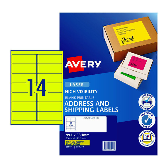 Avery Laser Label Yl L7163F Y14Up Pk25