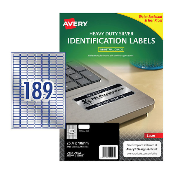 Avery Laser Label Slv L6008 189Up Pk20