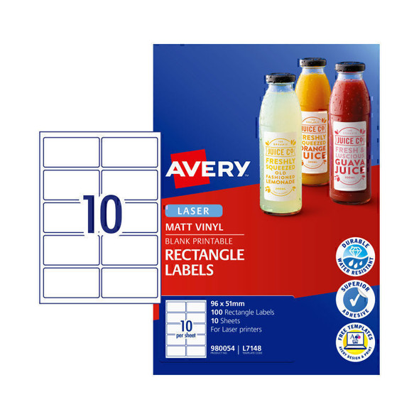 Avery Laser Label Rct L7148 10Up Pk100