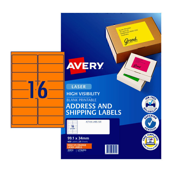 Avery Laser  Label Org L7162 16Up Pk25