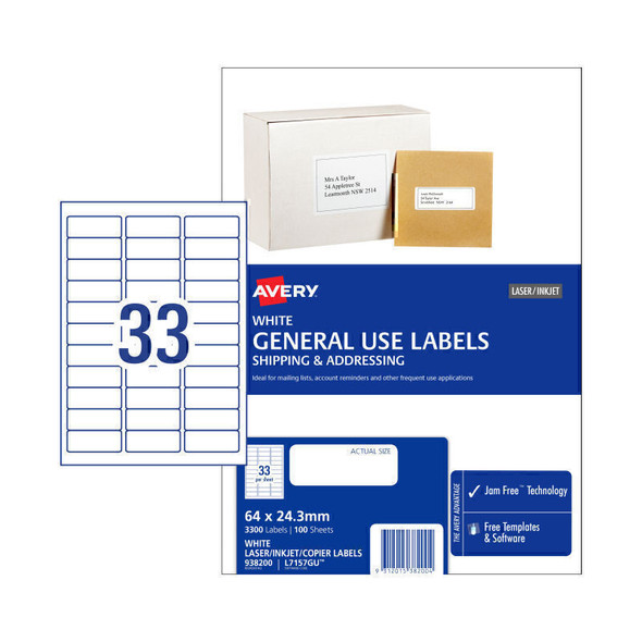 Avery General Label L7157GU 33Up Bx100