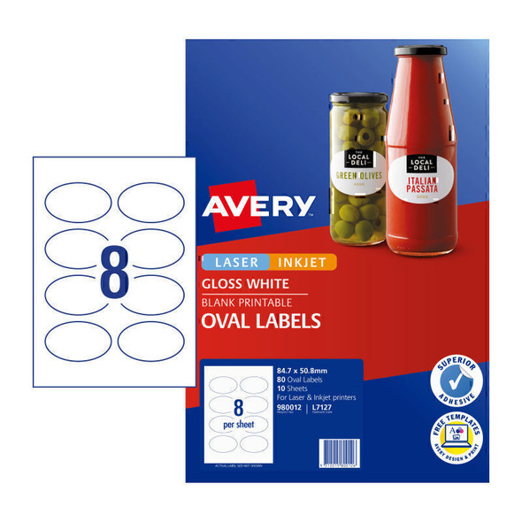 Avery Label Oval L7127 8Up Pk10
