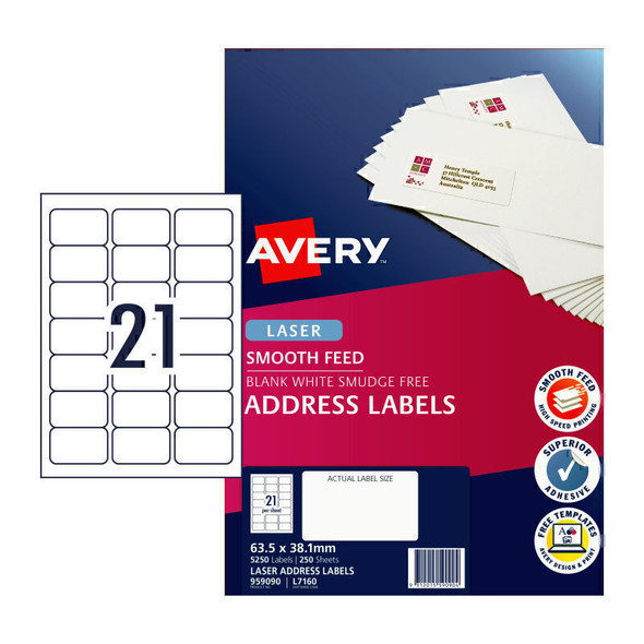 Avery Laser Label L7160 21Up Pk250