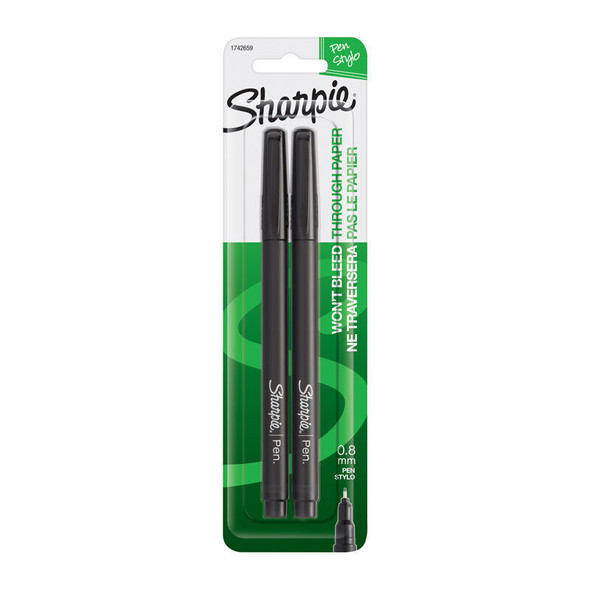 Sharpie Pen Fine Black Pack 2 Box 6