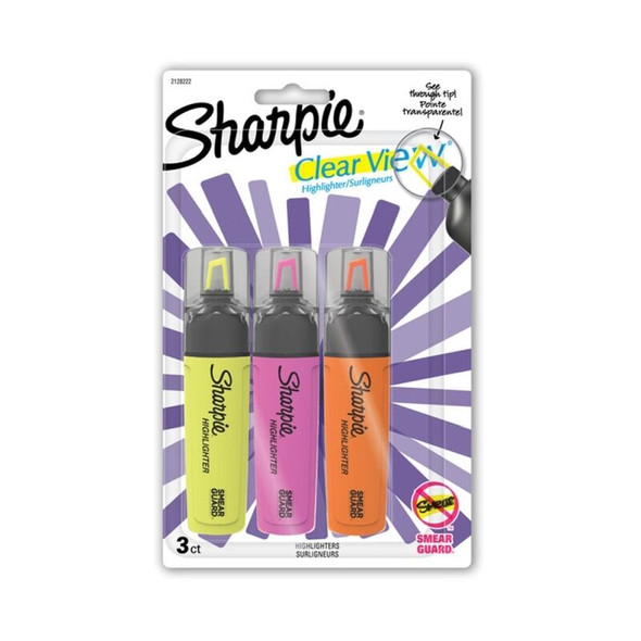 Sharpie Clear View Highlighter Tank Assorted Pack 3 Box 6