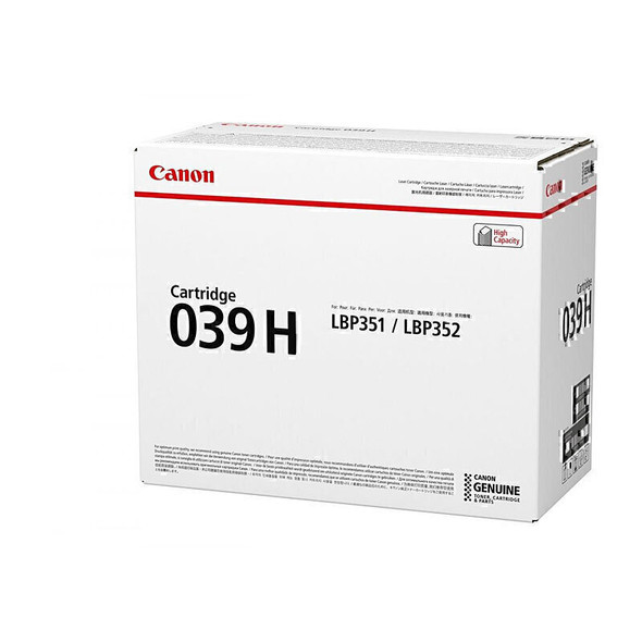 Canon 039H printer cartridge for LBP351/LBP352, genuine Canon product packaging.