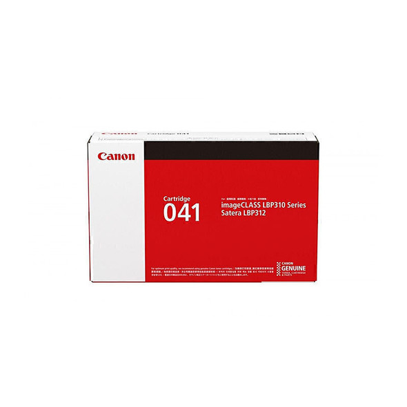 Canon printer ink cartridge box, model 041, red and white packaging with black stripe.