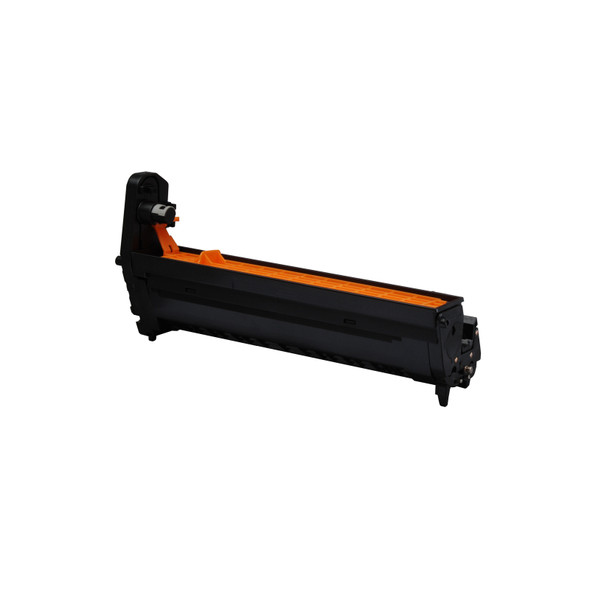 Oki C610 Yellow Drum Unit, black and orange, Oki brand printer component.