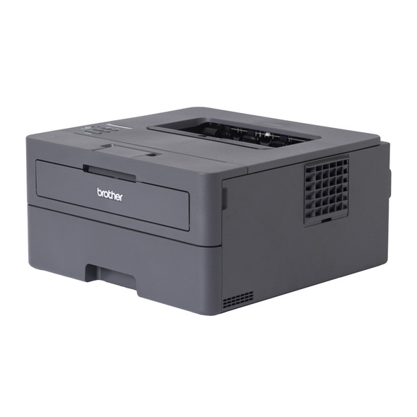 Brother HL-L2445DW Laser Printer, dark gray, compact design with vented side panel and paper tray.