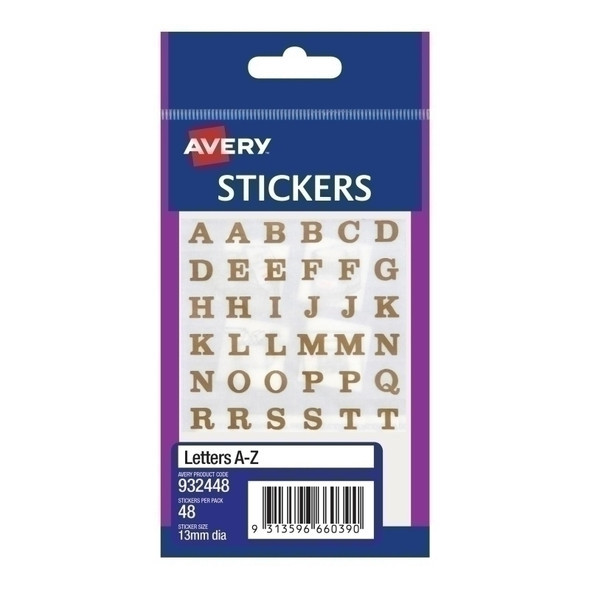 Avery Gold on Transparent A-Z Box of 10 | Premium Quality Labels for Organizing | Shop Now