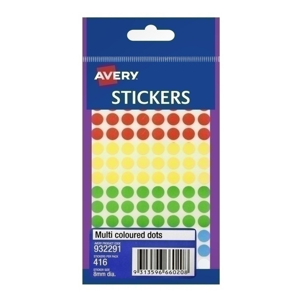Avery Multi Dot Sticker 8mm - Pack of 10 - Color Coding Labels