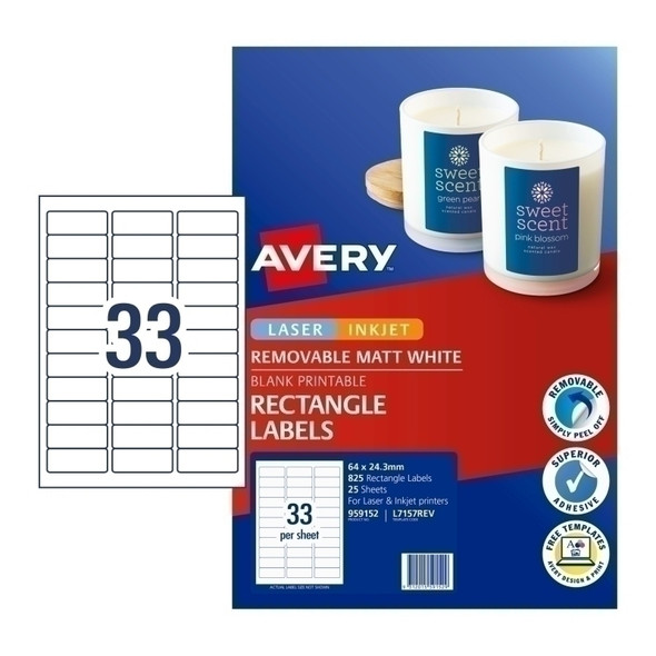 Avery LIP Removable 33UP Labels - Box of 5 - Buy Now for Easy Labeling!