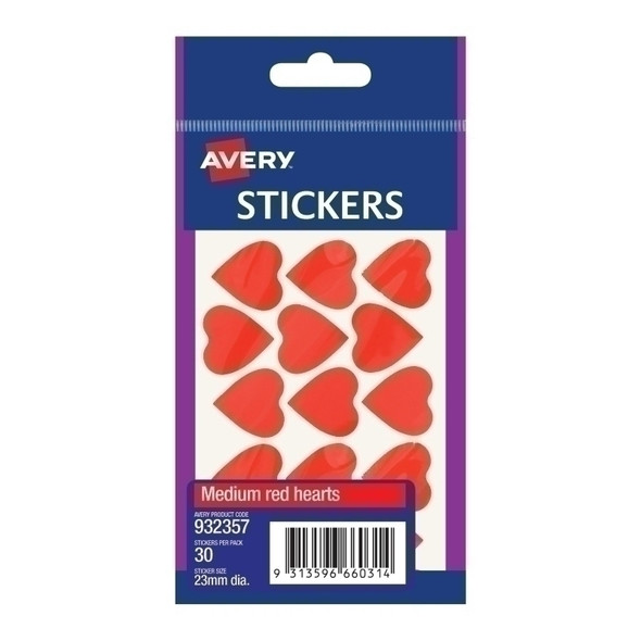 Avery Medium Heart Sticker Red Box of 10 - Decorate with Love and Style