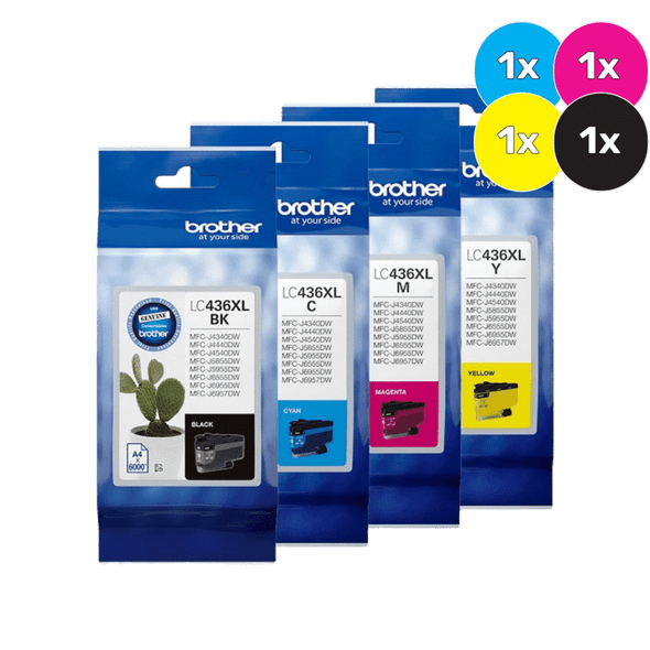 Brother LC-436XL Ink Cartridge Bundle - Includes [1 x Cyan, Magenta, Yellow, Black]