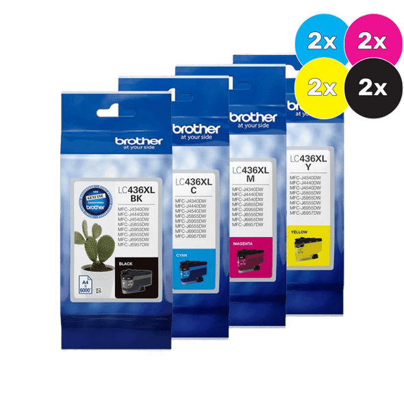 Brother LC-436XL Ink Cartridge Bundle - Includes [2  x Cyan, Magenta, Yellow, Black]