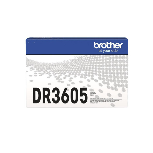 Brother DR3605 Drum Unit packaging with blue and white design and black model number label.
