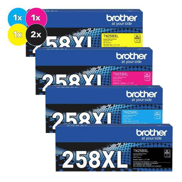 Brother TN258XL Bundle Pack - contains [2 x Black, 1 x Cyan, Magenta, Yellow]