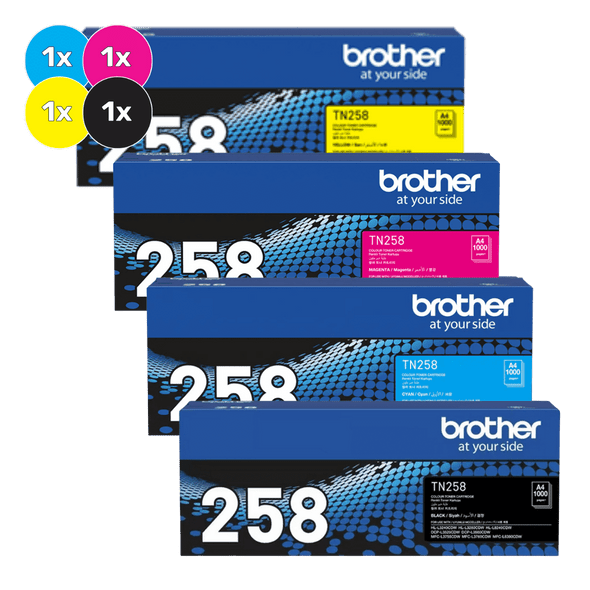 Brother TN258 Bundle Pack - contains [1 x Black, Cyan, Magenta, Yellow]