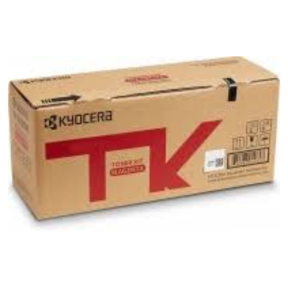 Kyocera TK toner cartridge box, brown cardboard packaging with red TK logo and product details.