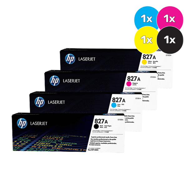 HP 827A Toner Cartridge Bundle Pack - Includes [1x Black, Cyan, Magenta, Yellow]
