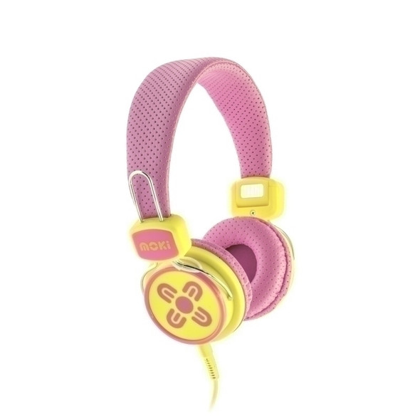 Moki Kids Safe Headphone Pink & Yellow