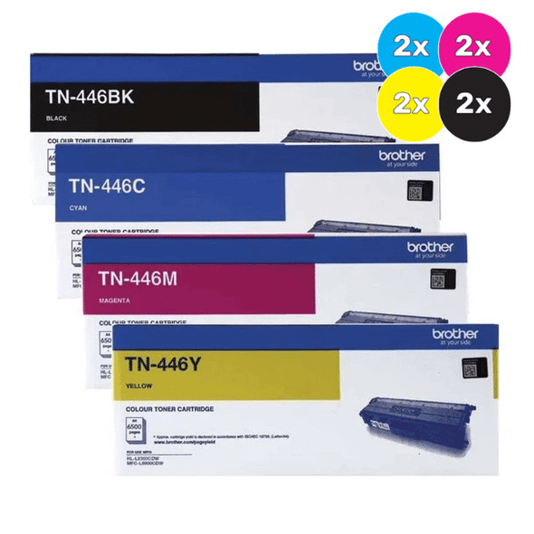 Brother TN-446 Toner Cartridges Bundle Pack - Includes [2x Black, Cyan, Magenta, Yellow]
