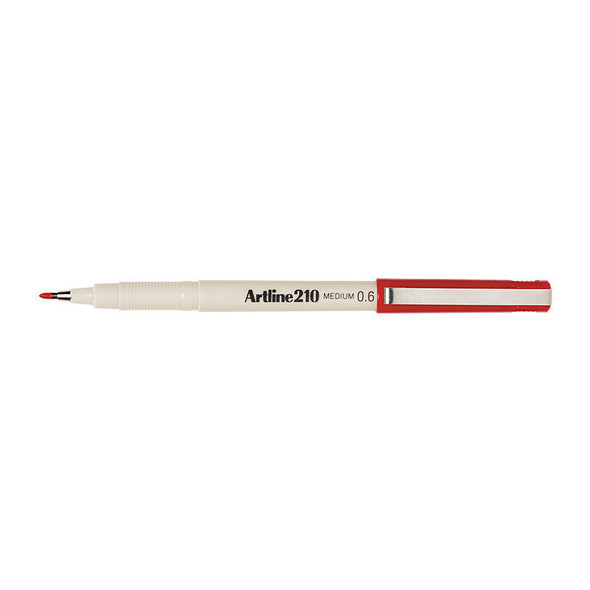 Artline 210 Fineliner Pen 0.6mm Red (Box of 12)