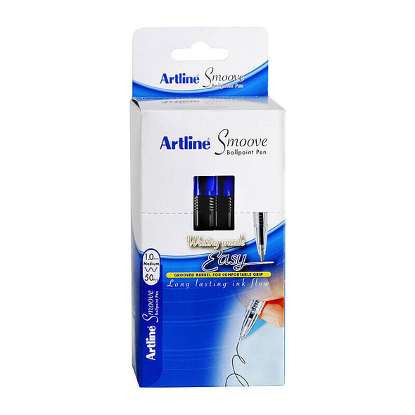 Artline Smoove Ballpoint Stick Medium Blue (Box of 50)