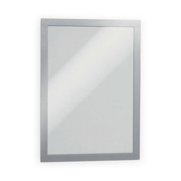 Durable Duraframe Self-Adhesive Sign Holder A4 Silver (Pack of 2)