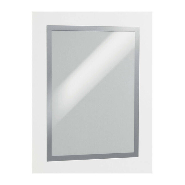 Durable Duraframe Self-Adhesive Sign Holder A3 Silver (Pack of 2)