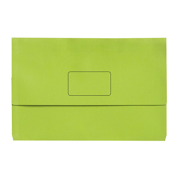 Marbig Slimpick Foolscap Document Wallet Bright Green (Pack of 10)