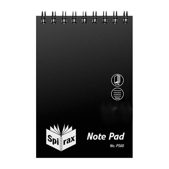 Spirax P560 PP Notebook 112 x 77mm 96 Page Black Top Opening (Pack of 40)