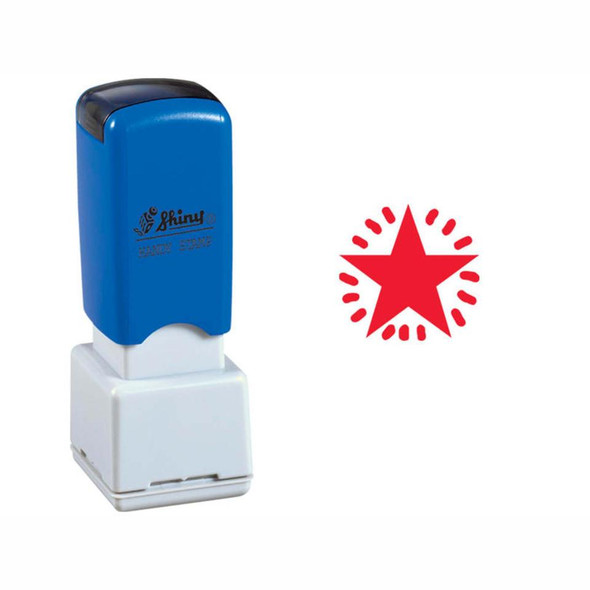 Staedtler Merit Stamp Star Red, a genuine award stamp with blue handle and white base.