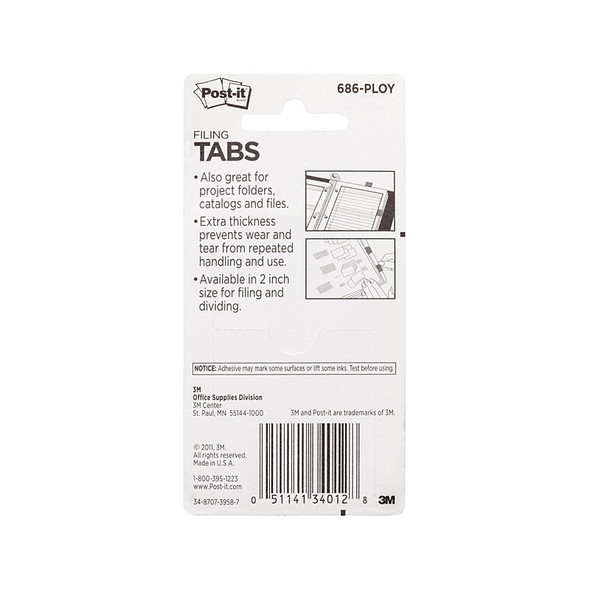 Post-It Filing Tabs Pink Green Orange Yellow 50 x 38mm (Pack of 24, Box of 6)