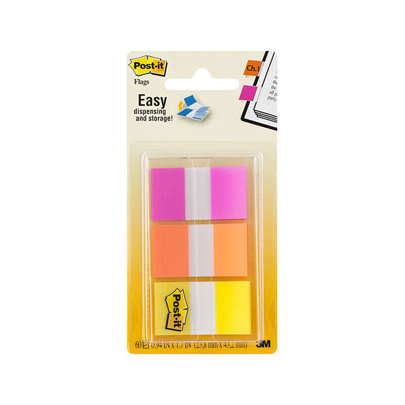 Post-It Flags Bright Colours 25 x 43mm (Pack of 3, Box of 6)