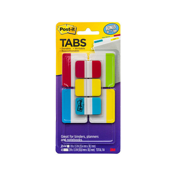 Post-It Tabs Assorted Sizes and Colours (Pack of 48, Box of 12)