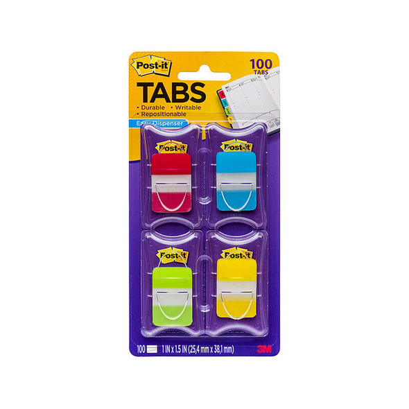 Post-It Easy Dispenser Tabs Assorted Colours 25 x 38mm (Pack of 4, Box of 6)