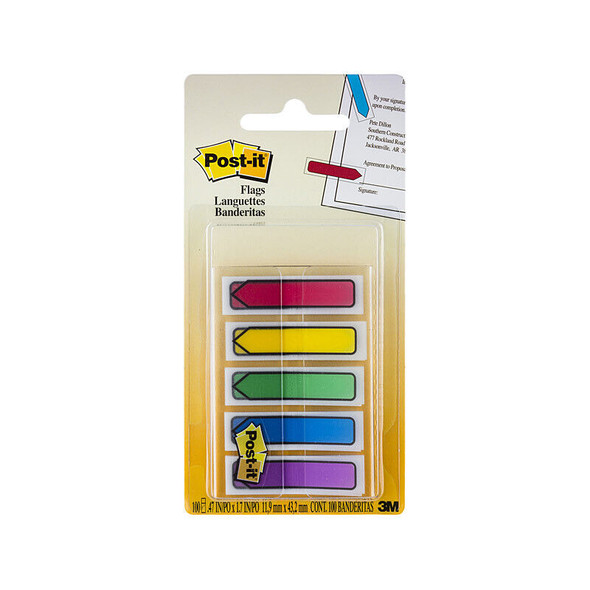 Post-It Arrow Flags Primary Colours 12 x 45mm (Pack of 5, Box of 6)