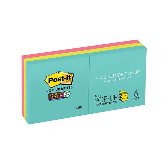 Post-It Super Sticky Z-Notes Miami 76 x 76mm (Pack of 6)