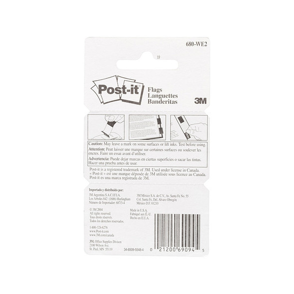 Post-It Flags White 25 x 43mm (Pack of 2, Box of 6)