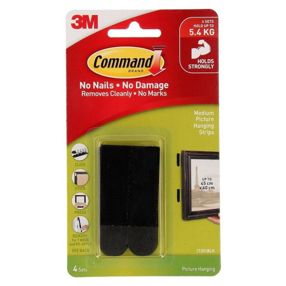 Command 17201BLK Medium Black Picture Hanging Strips (Pack of 4, Box of 6)