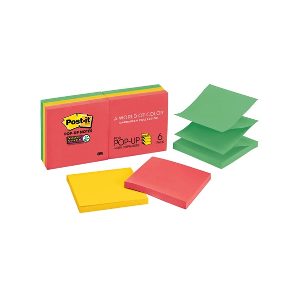 Post-It Super Sticky Pop-up Notes Marrakesh 76 x 76mm (Pack of 6)