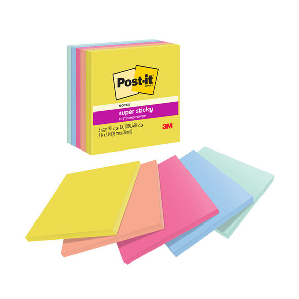 Post-It Super Sticky Notes Summer Joy 76 x 76mm (Pack of 5)