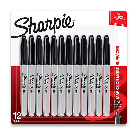 Sharpie Fine Permanent Marker Black (Pack of 12)