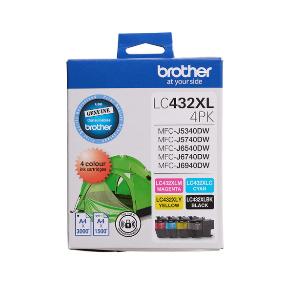 Brother LC432XL 4 Pack, contains 1 x BCMY XL Ink