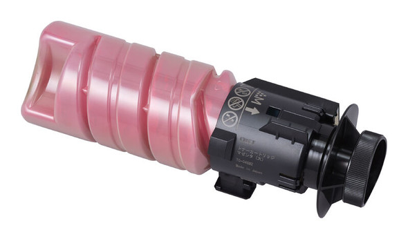 OKI MC554 HY Magenta Toner, pink and black Oki printer toner cartridge, standard size, magenta color.
